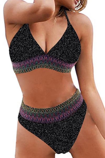 Glitter Halter Neck Bikini Set