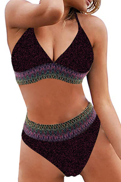 Glitter Halter Neck Bikini Set