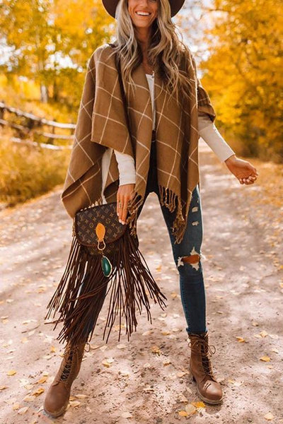 Plaid Tassels Shawl