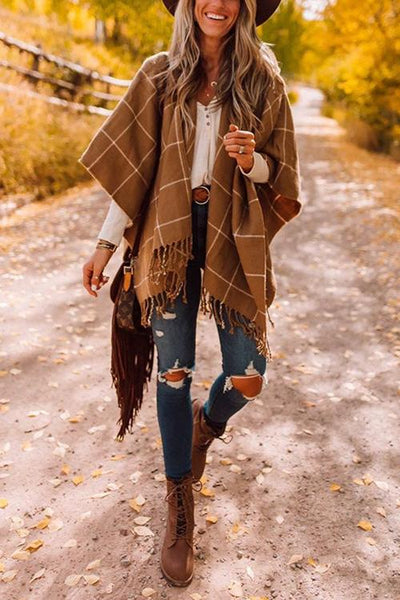 Plaid Tassels Shawl