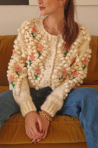 Floral Pearl Button Cardigan