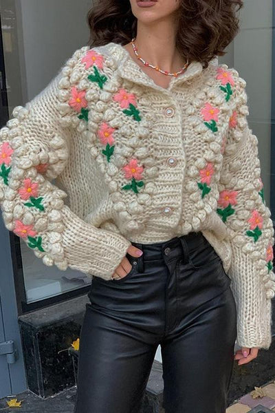 Floral Pearl Button Cardigan