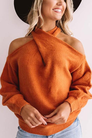 Multi Strap Cold Shoulder Sweater