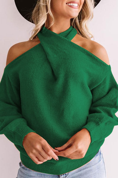 Multi Strap Cold Shoulder Sweater