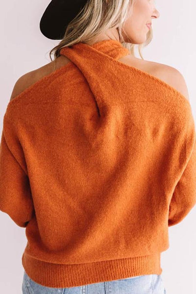 Multi Strap Cold Shoulder Sweater
