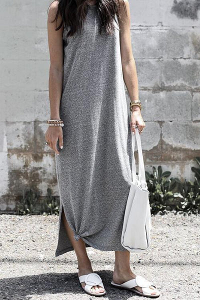Slit O Neck Maxi Dress - girlyrose.com