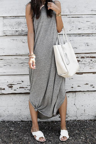 Slit O Neck Maxi Dress - girlyrose.com