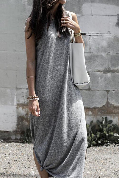 Slit O Neck Maxi Dress - girlyrose.com