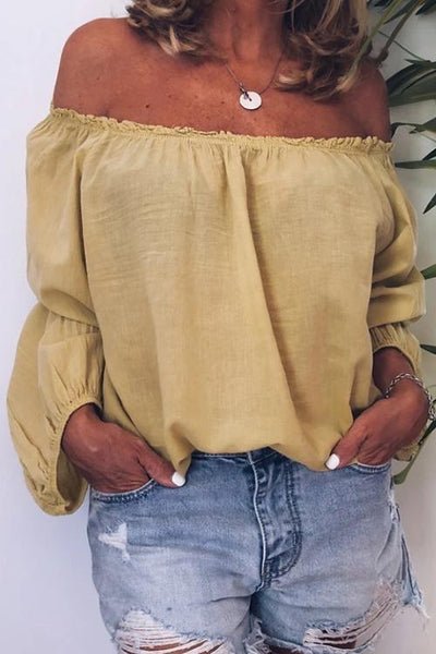 Off Shoulder Long Sleeve Loose Blouse