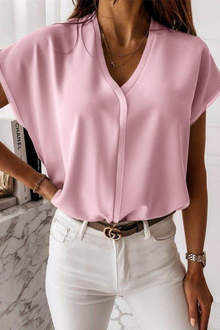 V Neck Bat Blouse - girlyrose.com