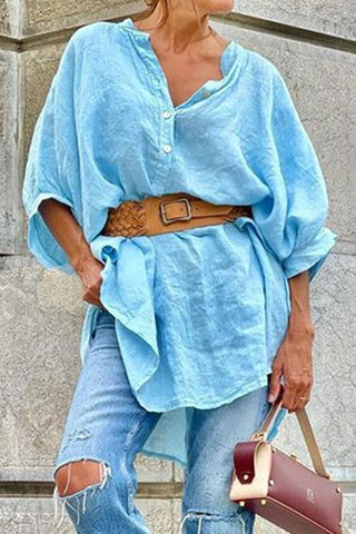 Cotton V Neck Casual Blouses - girlyrose.com