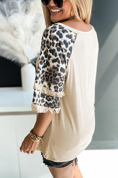 Leopard Layered Sleeves Blouse