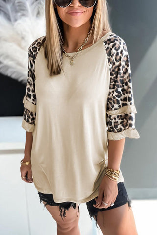 Leopard Layered Sleeves Blouse