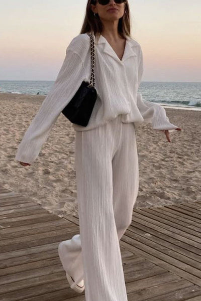 Pleated Oversized Shirt and Trouser Set