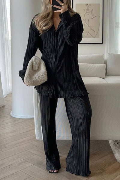 Pleated Oversized Shirt and Trouser Set