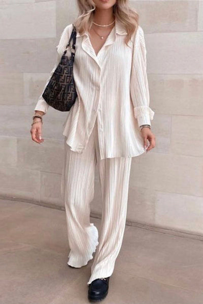 Pleated Oversized Shirt and Trouser Set