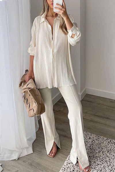 Pleated Oversized Shirt and Trouser Set