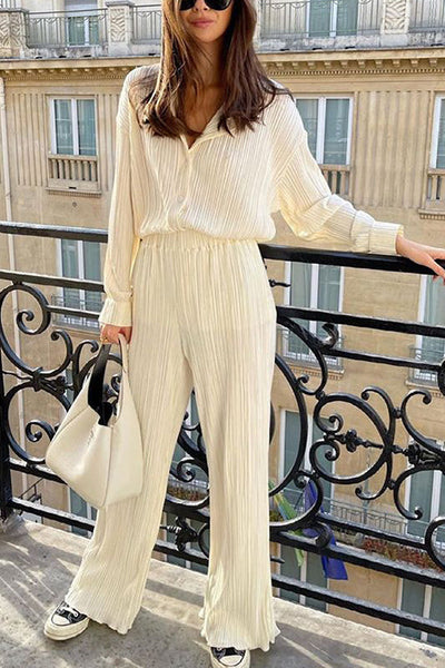 Pleated Oversized Shirt and Trouser Set