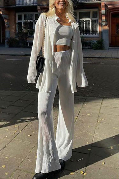 Pleated Oversized Shirt and Trouser Set