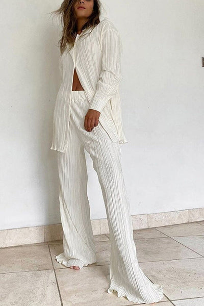 Pleated Oversized Shirt and Trouser Set