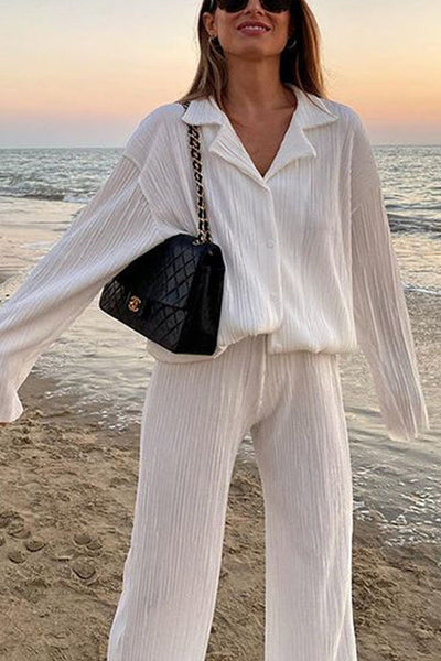 Pleated Oversized Shirt and Trouser Set