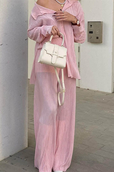 Pleated Oversized Shirt and Trouser Set