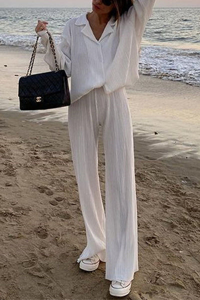 Pleated Oversized Shirt and Trouser Set