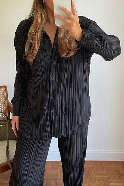 Pleated Oversized Shirt and Trouser Set