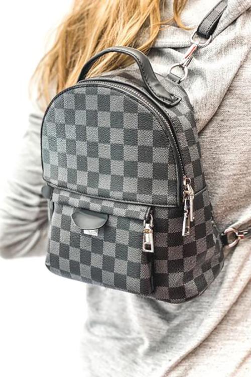 Luxe Checkered Mini Backpack