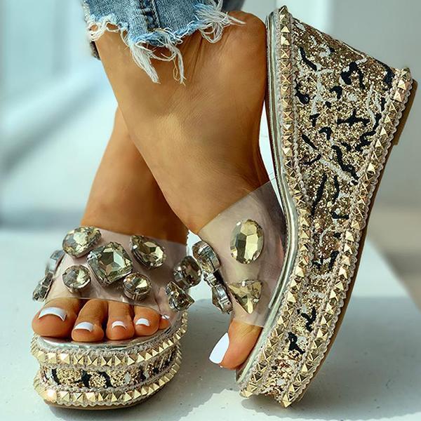 Lydiashoes Open Toe Studded Rivet Heeled Sandals