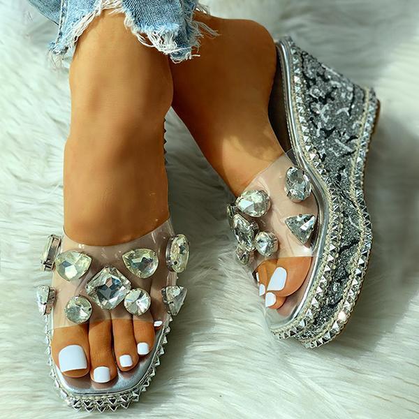 Lydiashoes Open Toe Studded Rivet Heeled Sandals