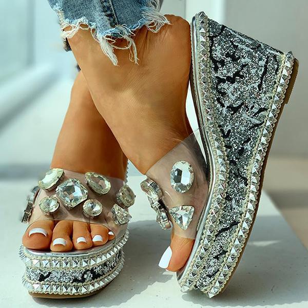 Lydiashoes Open Toe Studded Rivet Heeled Sandals