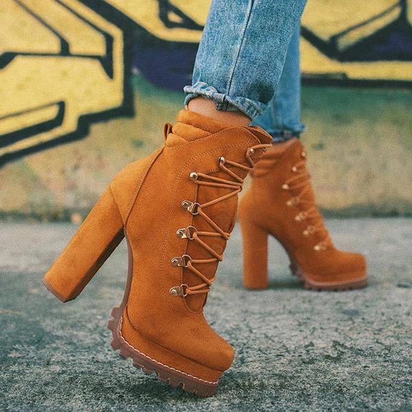 Lydiashoes Suede Chunky Heel Ankle Boots
