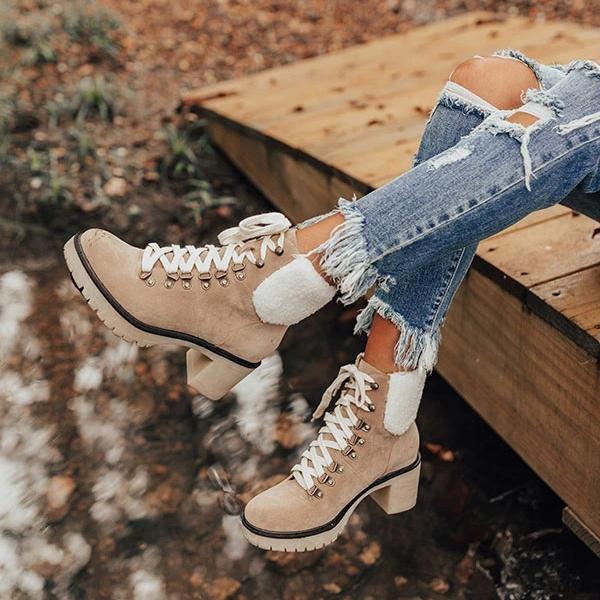 Lydiashoes Platform Lightweight Ankle Lace-Up Boots