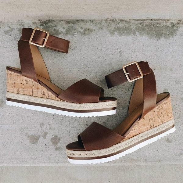 Lydiashoes Casual Daily Comfy Adjustable Buckle Wedges