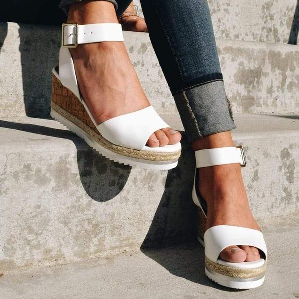 Lydiashoes Casual Daily Comfy Adjustable Buckle Wedges