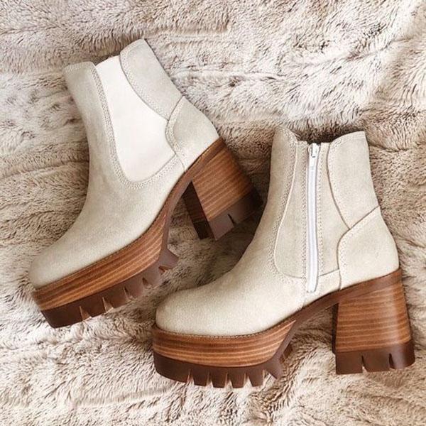 Lydiashoes Fashion Faux Suede Zipper Boots