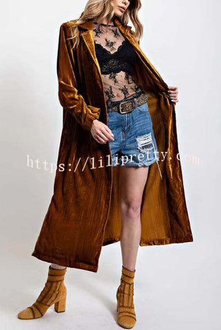 Stunning Soulmate Velvet Pocketed Lapel Kimono Coat