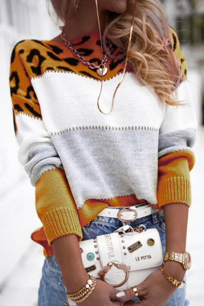 Leopard Color Block Sweater