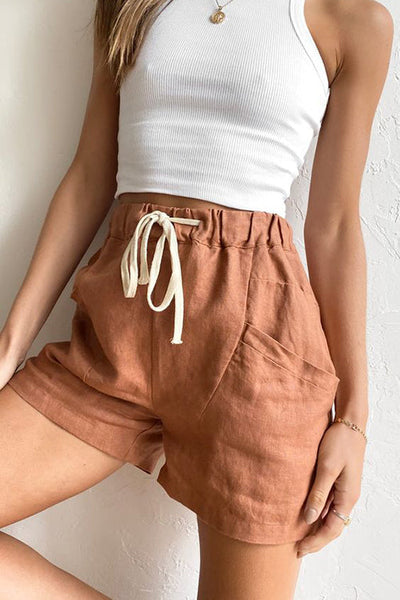 Drawstring Waist Pockets Shorts