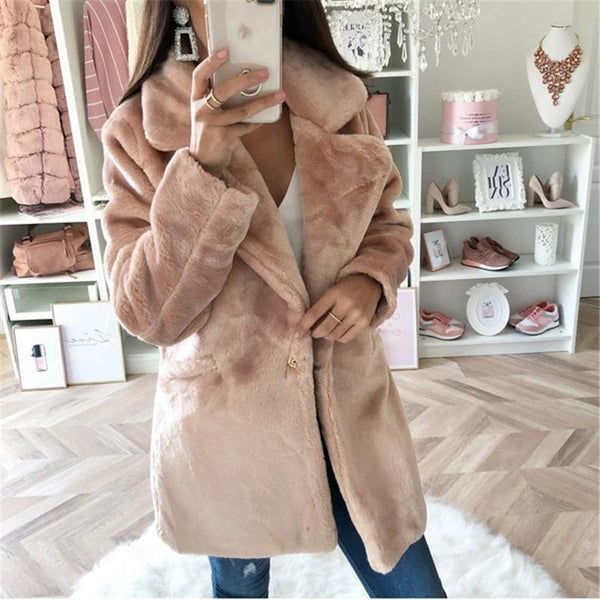 Warm Turndown Collar Solid Coats-Corachic