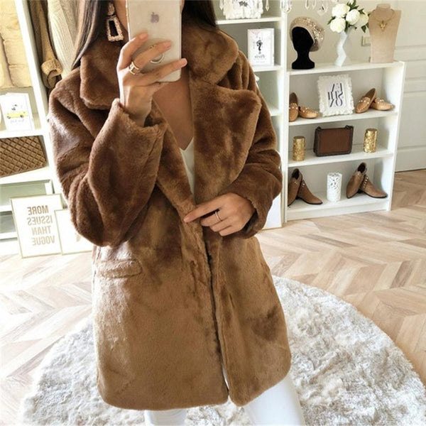 Warm Turndown Collar Solid Coats-Corachic