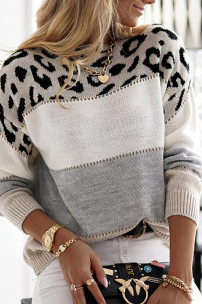 Leopard Color Block Sweater