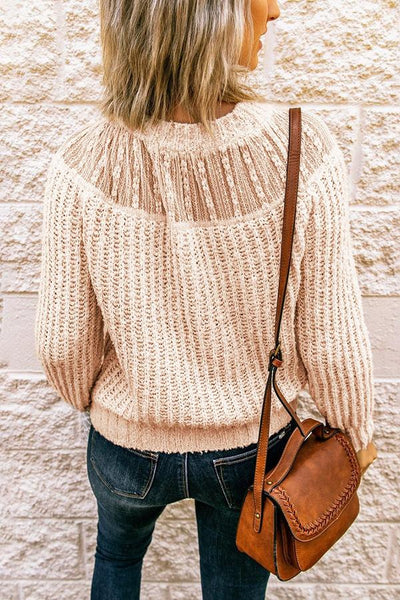 Lace Patchwork O Neck Sweater