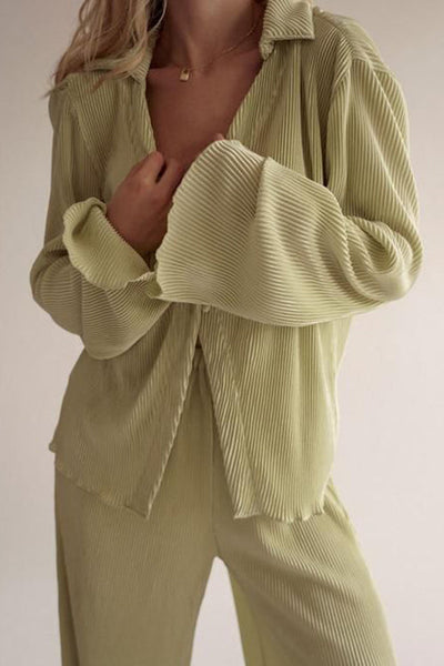 Pleated Oversized Shirt and Trouser Set