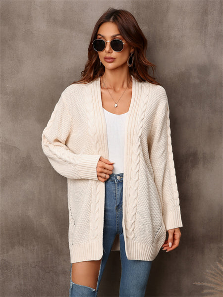 Loose Solid Color Irregular Knitted Sweater Coat-Corachic