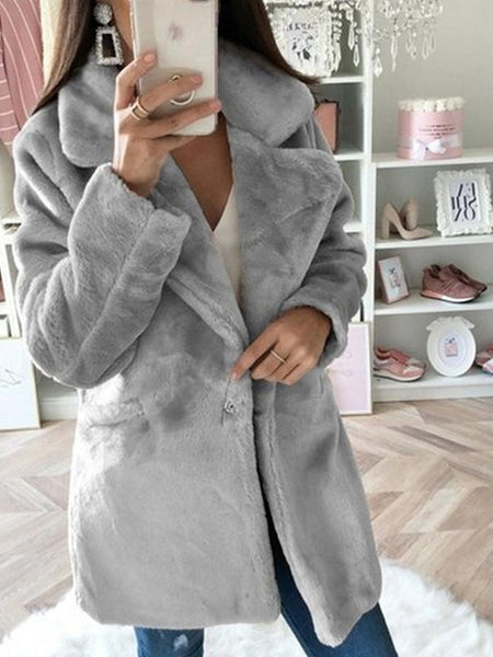 Warm Turndown Collar Solid Coats-Corachic