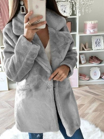 Warm Turndown Collar Solid Coats-Corachic