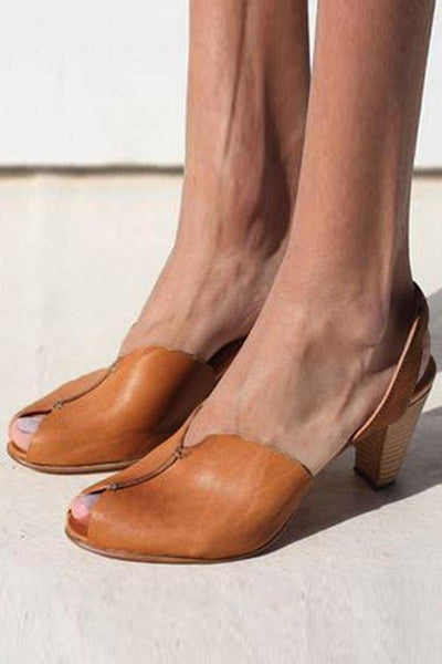 Plain Peep Toe Casual Date Sandals - girlyrose.com