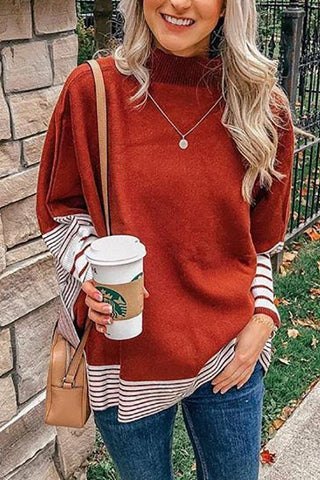 Stripe Turtleneck Cloak Sweater - girlyrose.com